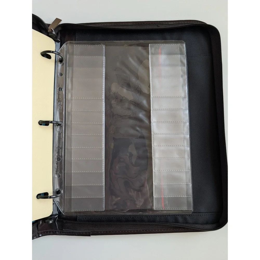 Dark Brown Faux Leather Zippered 3-Ring Portfolio Binder Organizer‎ with Inserts